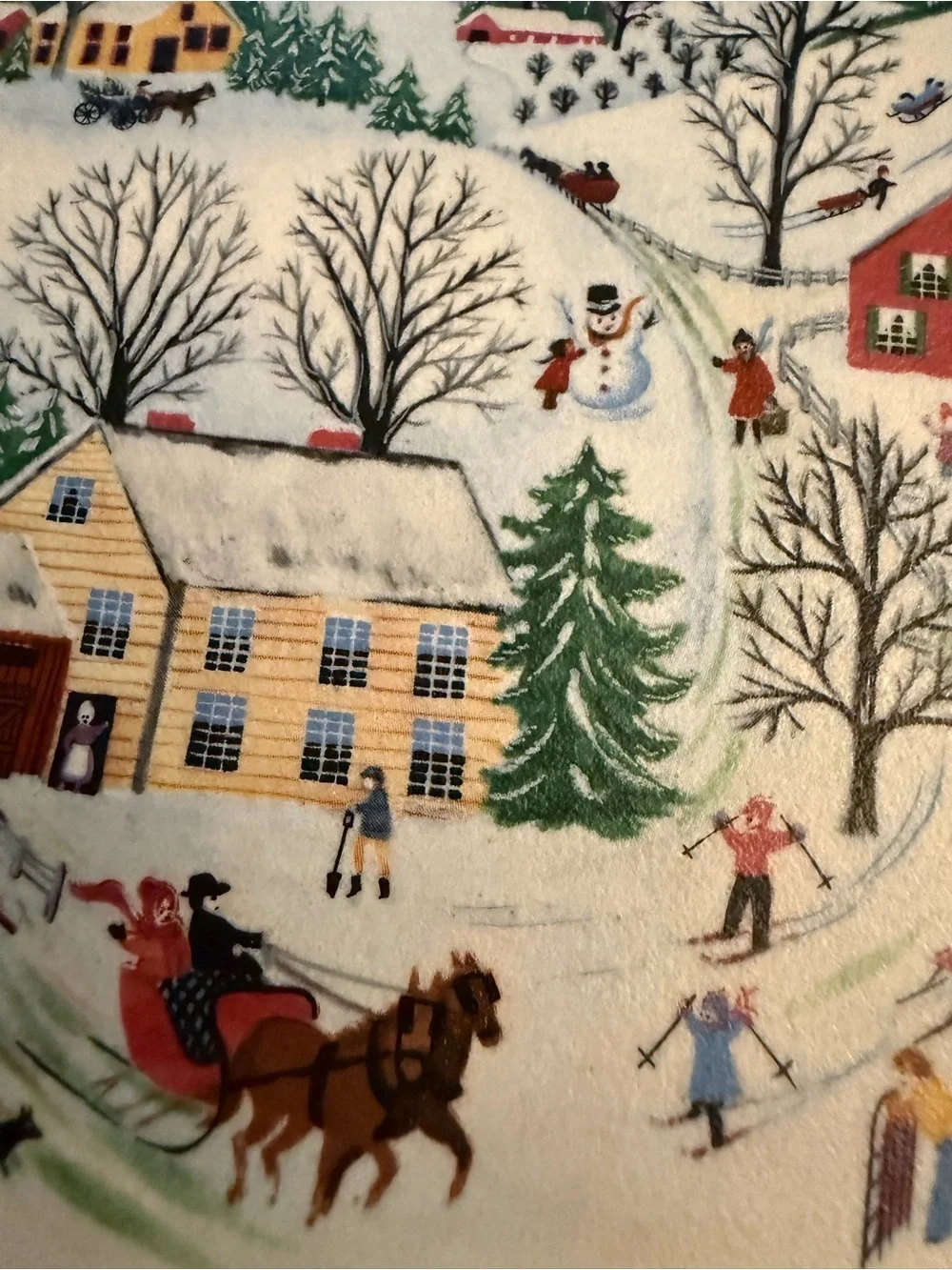 Framed Folk Art Country Scene trivet/wall art tile in a Wood Frame - Multicolori